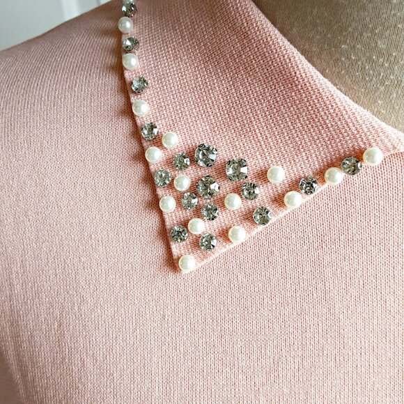 NEW! RHINESTONE Collar SHORT SLEEVE SWEATER - Picture 6 of 6